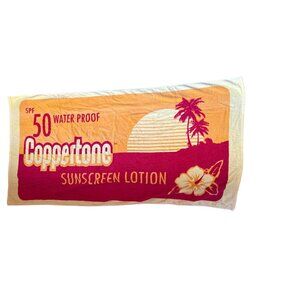 Coppertone  Yellow Red Orange Terry Cloth Beach Towel SPF 50